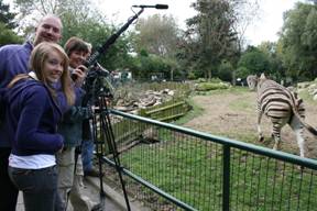 students filming at Newquay Zoo